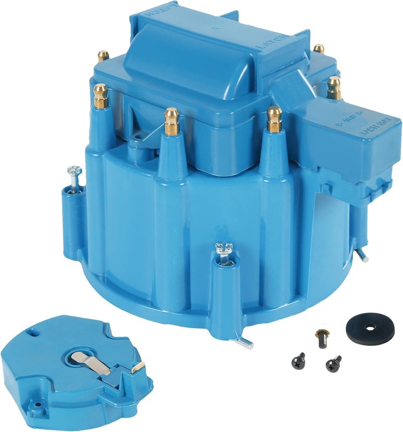 JDMSPEED HEI Distributor Cap and Rotor Replacement For K549 SBC 283 305 307 327 350 400 BBC 454 396 427 Blue Male Large Distributor Cap Rotor Kit - Image 1